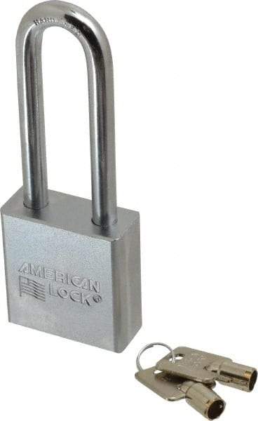 American Lock - 3/4" Shackle Clearance, Keyed Alike Tubular Padlock - 3/8" Shackle Diam, Steel - Exact Tool & Supply