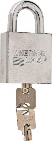 American Lock - 3/4" Shackle Clearance, Keyed Alike Tubular Padlock - 7/16" Shackle Diam, Steel - Exact Tool & Supply