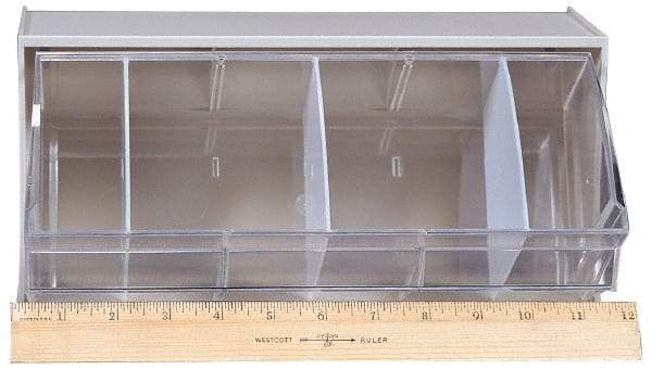 Quantum Storage - 11-7/8" Wide x 5-15/16" High x 5-1/4" Deep, Small Parts Tip Out Stacking Bin Organizer - Polystyrene Frame, 1 Compartments, 11" Wide x 5-1/4" High Bin - Exact Tool & Supply