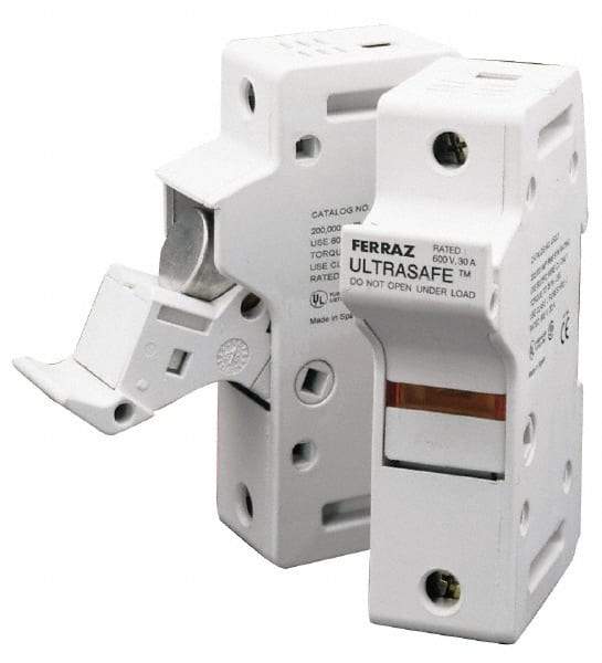 Ferraz Shawmut - 2 Pole, 600 VAC/VDC, 60 Amp, DIN Rail Mount Fuse Holder - Compatible with J Class, 58mm Long x 2.56 Inch Wide and 22mm Diameter Fuse - Exact Tool & Supply