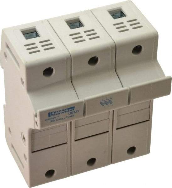 Ferraz Shawmut - 3 Pole, 600 VAC/VDC, 30 Amp, DIN Rail Mount Fuse Holder - Compatible with J Class, 58mm Long x 3.84 Inch Wide and 22mm Diameter Fuse - Exact Tool & Supply