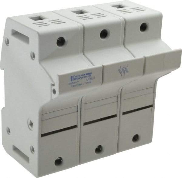 Ferraz Shawmut - 3 Pole, 600 VAC/VDC, 60 Amp, DIN Rail Mount Fuse Holder - Compatible with J Class, 58mm Long x 3.84 Inch Wide and 22mm Diameter Fuse - Exact Tool & Supply