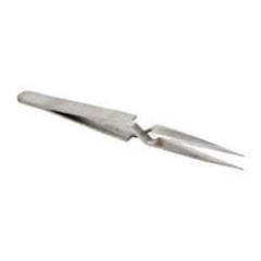 Value Collection - 4-1/2" OAL N0 Reverse Action Tweezers - Flat Tip - Exact Tool & Supply