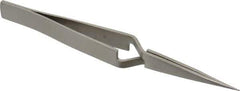 Value Collection - 4-1/2" OAL N0 Reverse Action Tweezers - Flat Tip - Exact Tool & Supply