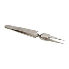 Value Collection - 4-11/32" OAL N5 Reverse Action Tweezers - Long & Very Fine Point - Exact Tool & Supply