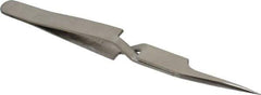 Value Collection - 4-3/4" OAL N5A Reverse Action Tweezers - Long Fine Offset Point - Exact Tool & Supply