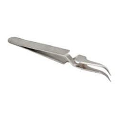 Value Collection - 4-11/32" OAL N7 Reverse Action Tweezers - Curved Fine Point - Exact Tool & Supply