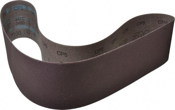 3M - 4" Wide x 48" OAL, 100 Grit, Aluminum Oxide Abrasive Belt - Aluminum Oxide, Fine, Coated, X Weighted Cloth Backing, Series 341D - Exact Tool & Supply