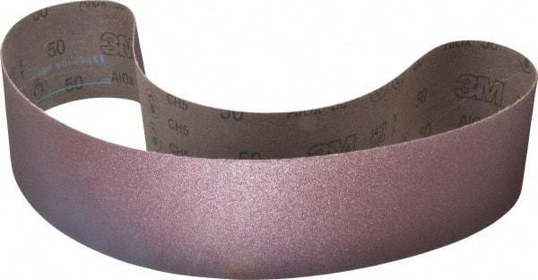 3M - 4" Wide x 54" OAL, 50 Grit, Aluminum Oxide Abrasive Belt - Aluminum Oxide, Coarse, Coated, X Weighted Cloth Backing, Series 341D - Exact Tool & Supply