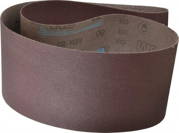 3M - 6" Wide x 60" OAL, 80 Grit, Aluminum Oxide Abrasive Belt - Aluminum Oxide, Medium, Coated, X Weighted Cloth Backing, Series 341D - Exact Tool & Supply