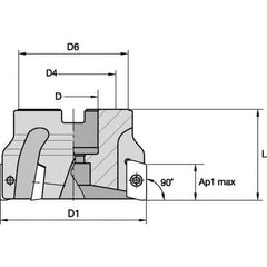 Kennametal - 4 Inserts, 40mm Cut Diam, Indexable Square-Shoulder Face Mill - 0° Lead Angle, 40mm High - Exact Tool & Supply