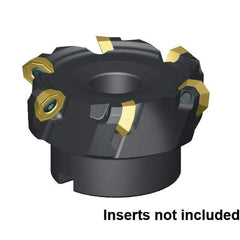 Kennametal - 9 Inserts, 80mm Cut Diam, 27mm Arbor Diam, 3.5mm Max Depth of Cut, Indexable Square-Shoulder Face Mill - 45° Lead Angle, 50mm High, OFPT06L5AFENGB Insert Compatibility, Through Coolant, Series KSOM - Exact Tool & Supply