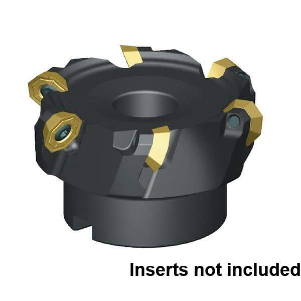 Kennametal - 9 Inserts, 3" Cut Diam, 1" Arbor Diam, 3.5mm Max Depth of Cut, Indexable Square-Shoulder Face Mill - 45° Lead Angle, 1-3/4" High, OFPT06L5AFENGB Insert Compatibility, Through Coolant, Series KSOM - Exact Tool & Supply