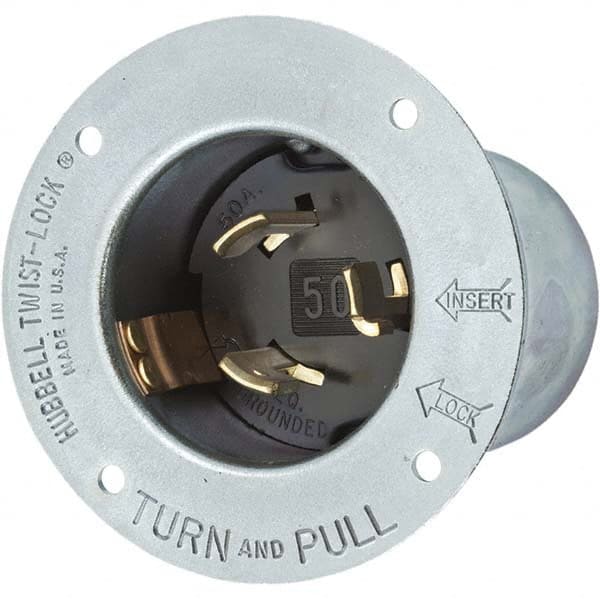 Hubbell Wiring Device-Kellems - 600 VAC 250 VDC 50A NonNEMA Industrial Twist Lock Inlet - Exact Tool & Supply