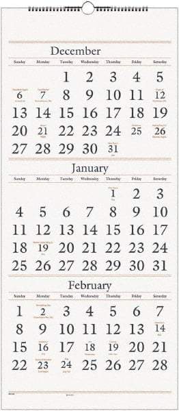 AT-A-GLANCE - 7 Sheet, 12 x 27", Wall Calendar - White - Exact Tool & Supply
