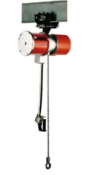 CM - 1/4 Ton Load Limit, 10' Max Height Hook Mount Air Hoist - 70 SCFM at 90 PSI, 15-1/4" Min Headroom, Pendant Control - Exact Tool & Supply