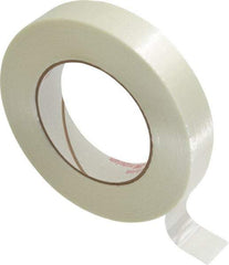 Ability One - 1" x 60 Yd Clear Rubber Adhesive Packaging Tape - Glass Filament Backing, 12 mil Thick, Series 7510-00 - Exact Tool & Supply