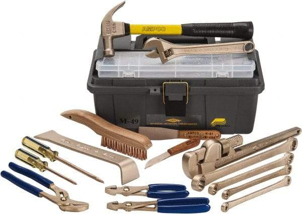 Ampco - 16 Piece Nonsparking Tool Set - Comes in Tool Box - Exact Tool & Supply