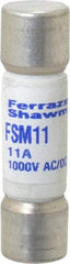 Ferraz Shawmut - 1,000 VAC/VDC, 11 Amp, Fast-Acting Multimeter Fuse - 38mm OAL, 20 at AC/DC kA Rating, 10.3mm Diam - Exact Tool & Supply