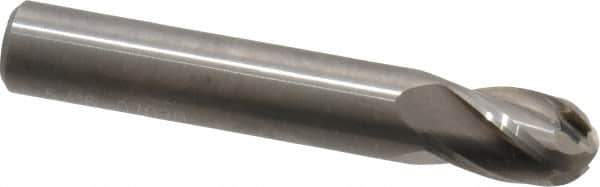 OSG - 5/16" Diam, 1/2" LOC, 4 Flute Solid Carbide Ball End Mill - Uncoated, Single End, 2" OAL, 5/16" Shank Diam, Spiral Flute - Exact Tool & Supply