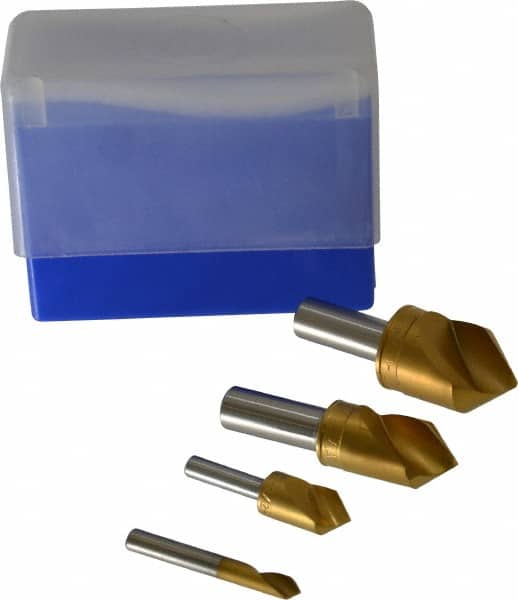 M.A. Ford - 4 Piece, 1/4 to 1" Head Diam, 82° Included Angle, Single End Countersink Set - Exact Tool & Supply