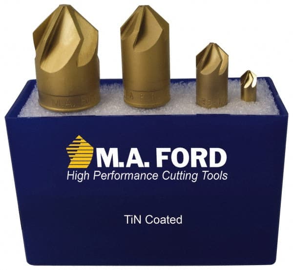 M.A. Ford - 4 Piece, 1/4 to 1" Head Diam, 82° Included Angle, Single End Countersink Set - Exact Tool & Supply