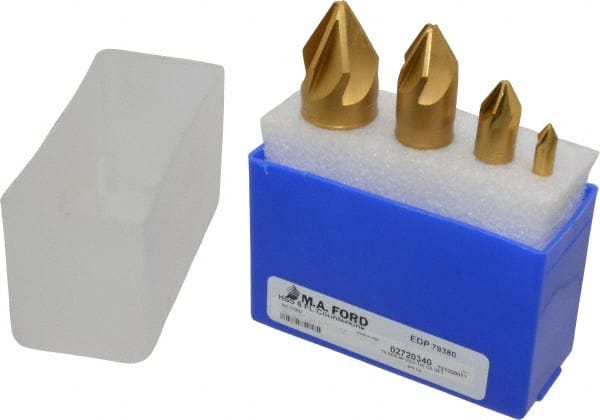M.A. Ford - 4 Piece, 1/4 to 1" Head Diam, 60° Included Angle, Single End Countersink Set - Exact Tool & Supply