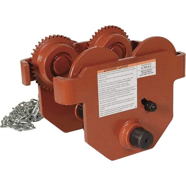 Vestil - 3 Ton Capacity Low Profile Manual Trolley - 3" to 8" Flange Width - Exact Tool & Supply