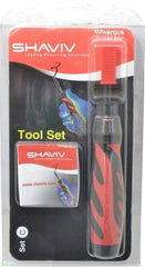 Shaviv - 4 Piece, High Speed Steel Blade, Back Hole Chamfer, Hand Deburring Tool Set - C Blade Holder, For Flat Surface, Hole Edge, Hole Inner Surface, Straight Edge - Exact Tool & Supply