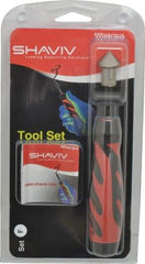 Shaviv - 3 Piece, High Speed Steel Blade, Hand Deburring Tool Set - F Blade Holder, For Hole Edge - Exact Tool & Supply