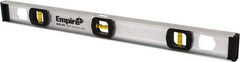 Empire Level - 24" Long 3 Vial I-Beam Level - Aluminum, Silver, 1 Level & 2 Plumb Vials - Exact Tool & Supply