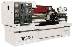 Clausing - 15-3/4" Swing, 50" Between Centers, 208/230/460 Volt, Triple Phase Engine Lathe - 4MT Taper, 10 hp, 14 to 2,500 RPM, 2-1/8" Bore Diam, 53" Deep x 65" High x 107" Long - Exact Tool & Supply