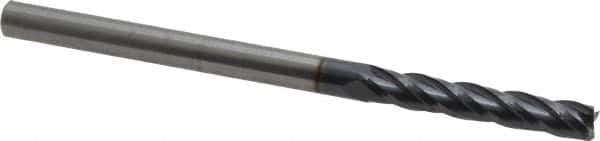 OSG - 3/16", 1-1/8" LOC, 3/16" Shank Diam, 3" OAL, 4 Flute, Solid Carbide Square End Mill - Single End, TiAlN Finish, Spiral Flute, 30° Helix, Centercutting, Right Hand Cut, Right Hand Flute, Series 484 - Exact Tool & Supply