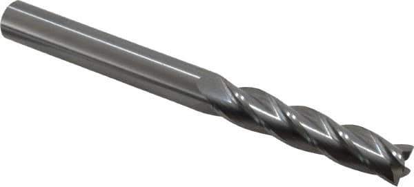 OSG - 3/8", 1-3/4" LOC, 3/8" Shank Diam, 4" OAL, 4 Flute, Solid Carbide Square End Mill - Single End, Uncoated, Spiral Flute, 30° Helix, Centercutting, Right Hand Cut, Right Hand Flute, Series 484 - Exact Tool & Supply