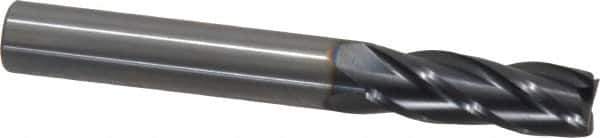 OSG - 3/8", 1-1/8" LOC, 3/8" Shank Diam, 3" OAL, 4 Flute, Solid Carbide Square End Mill - Single End, TiAlN Finish, Spiral Flute, 30° Helix, Centercutting, Right Hand Cut, Right Hand Flute, Series 464 - Exact Tool & Supply