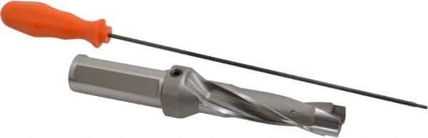Kennametal - 26.59 to 27.09mm Diam, 3xD, 84.07mm Max Depth, 1-1/4" Shank Diam, 117.09mm Flute, 222.25mm OAL, Replaceable Tip Drill - KSEM1047 Insert, 6 Seat Size, Series KSEM - Exact Tool & Supply