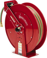 Reelcraft - 24" Long x 13" Wide x 25-3/8" High, 1/4" ID, Spring Retractable Welding Hose Reel - 100' Hose Length, 200 psi Working Pressure, Hose Included - Exact Tool & Supply