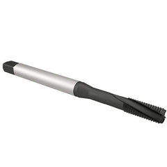 Emuge - 1/4-20 UNC 3 Flute 2BX Modified Bottoming Spiral Flute Tap - Cobalt, Oxide Finish, 3.15" OAL, Right Hand Flute, Right Hand Thread, Series Rekord D-Ti - Exact Tool & Supply