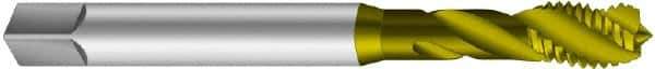 Emuge - #2-64 UNF 2 Flute 2B Bottoming Spiral Flute Tap - Cobalt, TiN Finish, 1.772" OAL, Right Hand Flute, Right Hand Thread, Series Enorm Z - Exact Tool & Supply