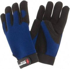 MCR Safety - Size XL Synthetic Blend Work Gloves - Adjustable Closure Cuff, Black/Blue, Paired - Exact Tool & Supply
