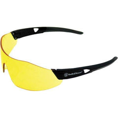 Smith & Wesson - Amber Lenses, Frameless Safety Glasses - Anti-Fog, Scratch Resistant, Polycarbonate Frame, Size Universal, Wrap Around - Exact Tool & Supply