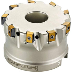 Iscar - 5 Inserts, 2" Cut Diam, 3/4" Arbor Diam, 0.315" Max Depth of Cut, Indexable Square-Shoulder Face Mill - 0/90° Lead Angle, 1.57" High, T490 LN.T 0804 Insert Compatibility, Through Coolant, Series Helitang - Exact Tool & Supply