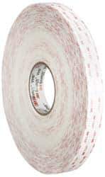 3M - 1" x 36 Yd Acrylic Adhesive Double Sided Tape - 45 mil Thick, White, Acrylic Foam Liner, Continuous Roll, Series 4950 - Exact Tool & Supply