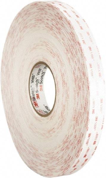 3M - 2" x 36 Yd Acrylic Adhesive Double Sided Tape - 45 mil Thick, White, Foam Liner - Exact Tool & Supply