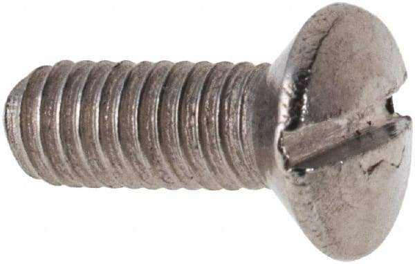 Value Collection - M3x0.50 Metric Coarse, 8mm OAL Slotted Drive Machine Screw - Oval Head, Grade 316 & A4 Stainless Steel, Uncoated, Without Washer - Exact Tool & Supply