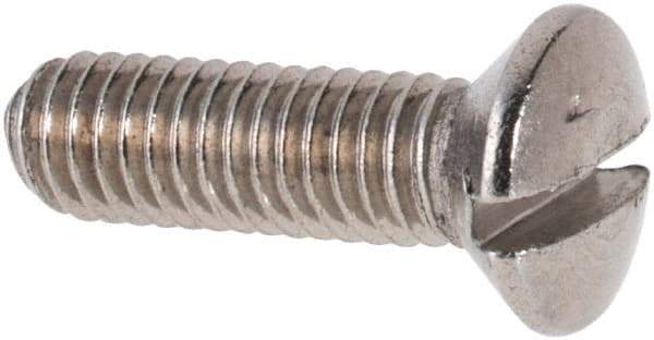 Value Collection - M3x0.50 Metric Coarse, 10mm OAL Slotted Drive Machine Screw - Oval Head, Grade 316 & A4 Stainless Steel, Uncoated, Without Washer - Exact Tool & Supply