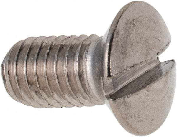 Value Collection - M5x0.80 Metric Coarse, 10mm OAL Slotted Drive Machine Screw - Oval Head, Grade 316 & A4 Stainless Steel, Uncoated, Without Washer - Exact Tool & Supply