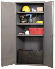 Durham - 3 Shelf Locking Storage Cabinet - Steel, 36" Wide x 18" Deep x 60" High, Beige - Exact Tool & Supply