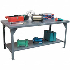 Strong Hold - Stationary Work Benches, Tables Type: Work Table Top Material: 7 Gauge Steel - Exact Tool & Supply