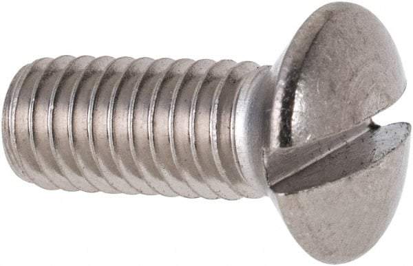 Value Collection - M6x1.00 Metric Coarse, 16mm OAL Slotted Drive Machine Screw - Oval Head, Grade 316 & A4 Stainless Steel, Uncoated, Without Washer - Exact Tool & Supply